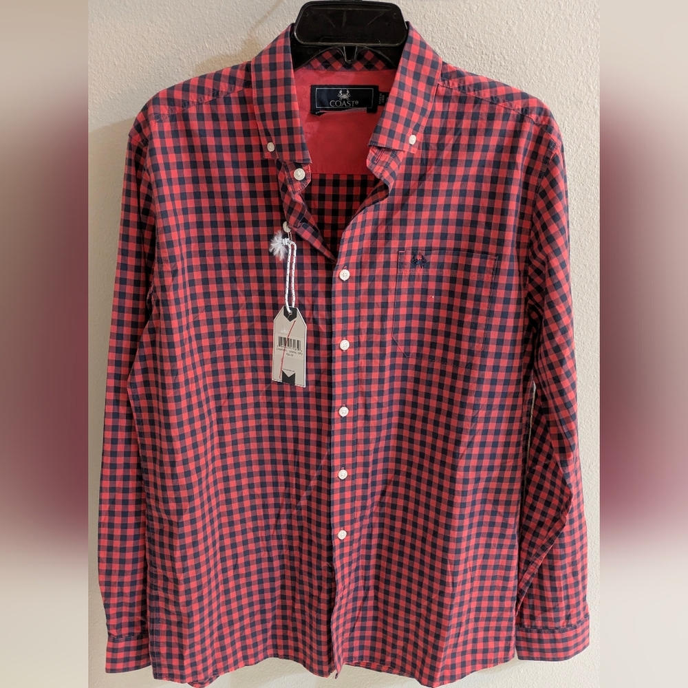NWT Coast Pink & Blue "The Marlin Buttondown" Button Down Shirt Size MEDIUM